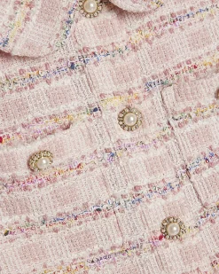 Girls Pink Boucle Skirt Set