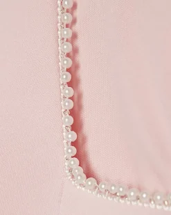 Girls Pink Bow Hem Puffy Sleeve Dress