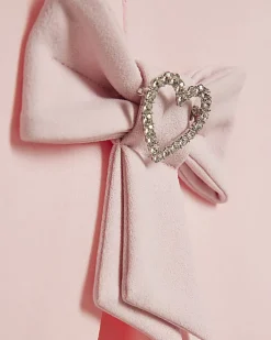 Girls Pink Bow Hem Puffy Sleeve Dress