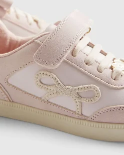 Girls Pink Bow Trainers