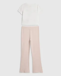 Girls Pink Bow T-shirt and Leggings Set