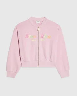 Girls Pink Brooklyn Zip Through Sweatshirt