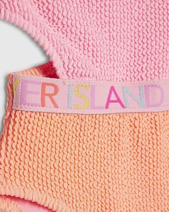 Girls Pink Colour Block Cut Out Swimsuit