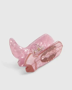 Girls Pink Cowboy Boot Hair Claw Clip