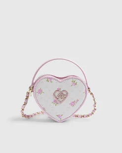 Girls Pink Ditsy Floral Heart Cross Body Bag