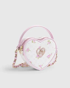 Girls Pink Ditsy Floral Heart Cross Body Bag