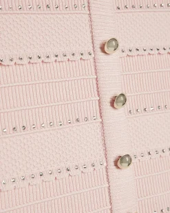 Girls Pink Embellished Knitted Dress