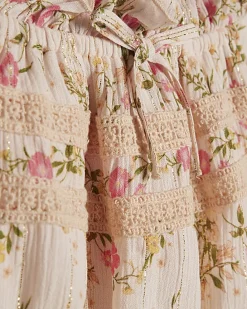 Girls Pink Floral Ditsy Top and Skirt Set