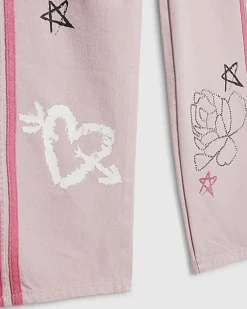 Girls Pink Graffiti Straight Jeans
