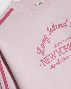 Girls Pink Graphic Side Stripe Sweatshirt