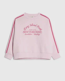 Girls Pink Graphic Side Stripe Sweatshirt