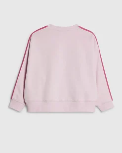 Girls Pink Graphic Side Stripe Sweatshirt