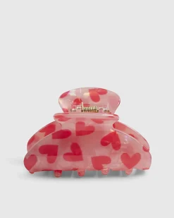Girls Pink Heart Claw Hair Clip