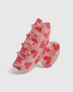 Girls Pink Heart Claw Hair Clip
