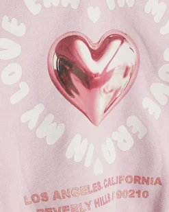 Girls Pink Heart Graphic Hoodie Set