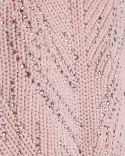Girls Pink Knitted Diamante Dress