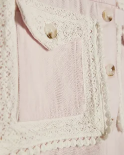 Girls Pink Lace Denim Shacket