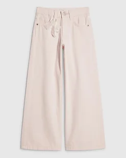 Girls Pink Lace With Keyring Wide Leg Jeans