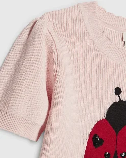 Girls Pink Ladybird Knitted T-Shirt