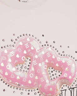 Girls Pink L'amour Donut Boxy T-shirt