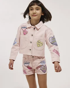 Girls Pink Love Heart Shorts