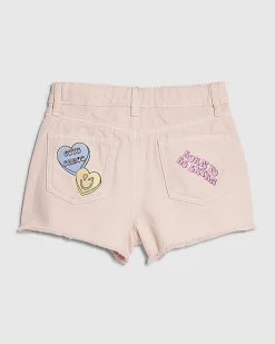 Girls Pink Love Heart Shorts