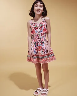 Girls Pink Mexicana Floral Mini Beach Dress