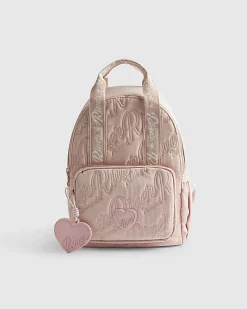 Girls Pink Nylon Script Backpack