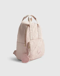 Girls Pink Nylon Script Backpack