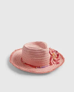 Girls Pink Orchid Straw Cowboy Hat