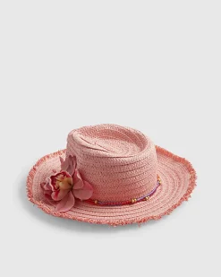 Girls Pink Orchid Straw Cowboy Hat