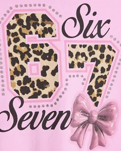 Girls Pink Oversized Six Seven T-Shirt