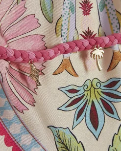 Girls Pink Palm Tree Print Swimsuit