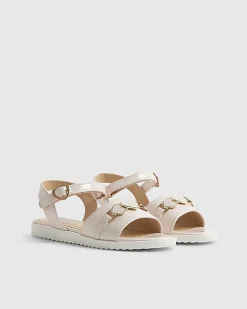 Girls Pink Patent Snaffle Sandals