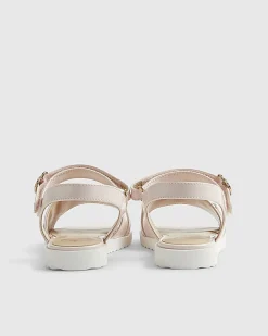 Girls Pink Patent Snaffle Sandals