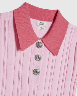 Girls Pink Polo Shirt And Skirt Set