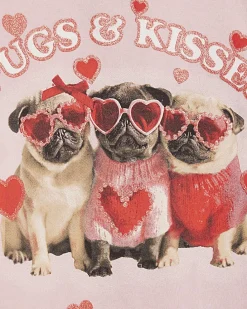 Girls Pink Pugs and Kisses Boxy T-Shirt