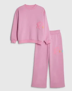 Girls Pink River Sweatshirt And Joggers Set
