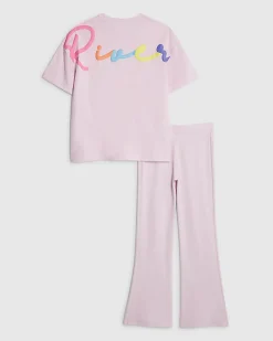 Girls Pink River T-Shirt And Trousers Set