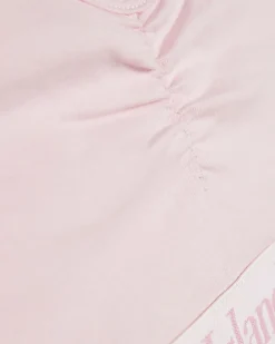 Girls Pink Ruched Crop Top And Brief Set
