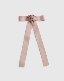 Girls Pink Satin Rose Hair Clip