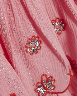 Girls Pink Scalloped Sequin Beach Dress