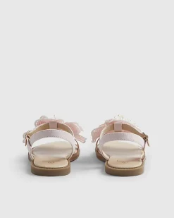 Girls Pink Sequin Flower Sandals