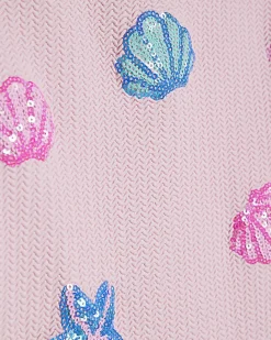 Girls Pink Sequin Shell Swimsuit
