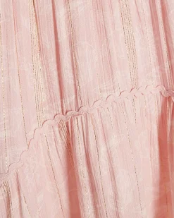 Girls Pink Shell Print Maxi Skirt Set