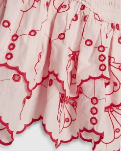 Girls Pink Shirred Long Sleeve Dress