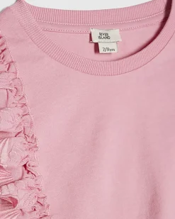 Girls Pink Sleeveless Top And Shell Skirt Set