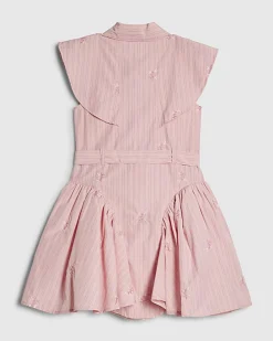 Girls Pink Stripe Belted Dress
