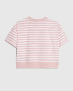 Girls Pink Stripe Cherry Bow T-Shirt