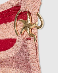 Girls Pink Stripe Starfish Top Set